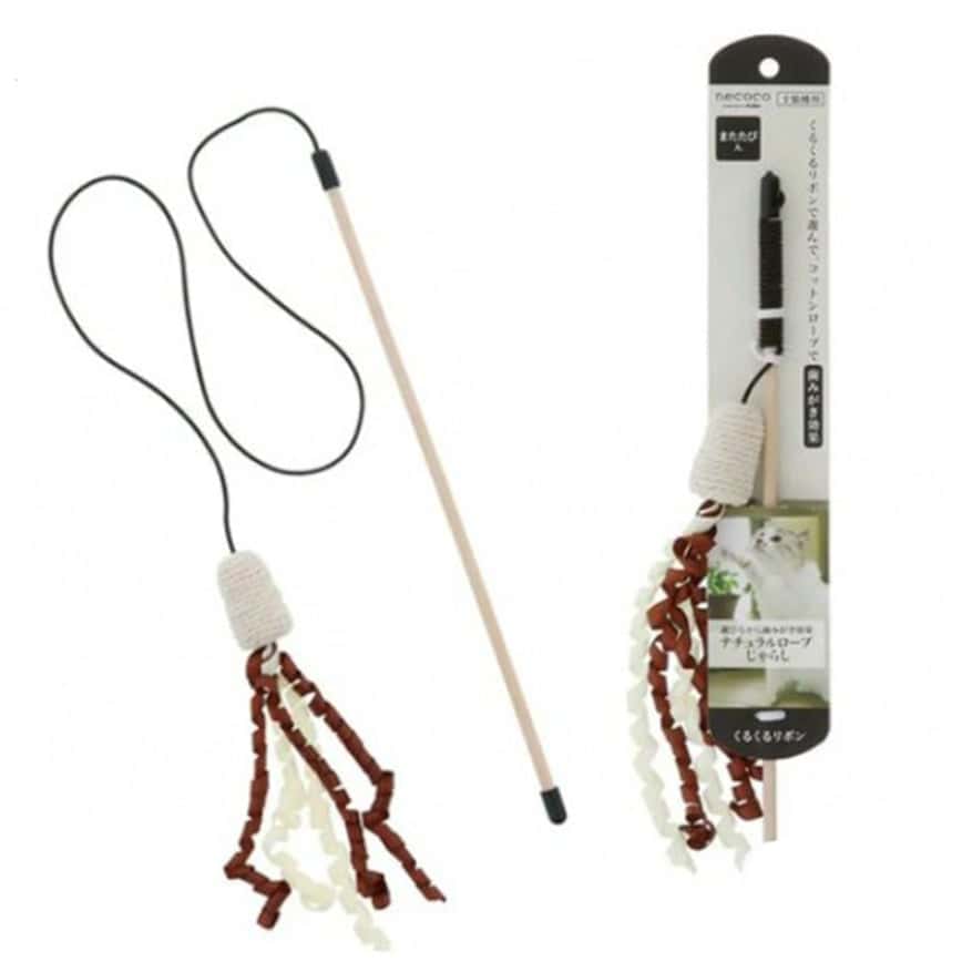 Petio necoco 天然麻繩潔齒球 木天蓼逗貓棒 附絲帶 (91602354) (圖片2)