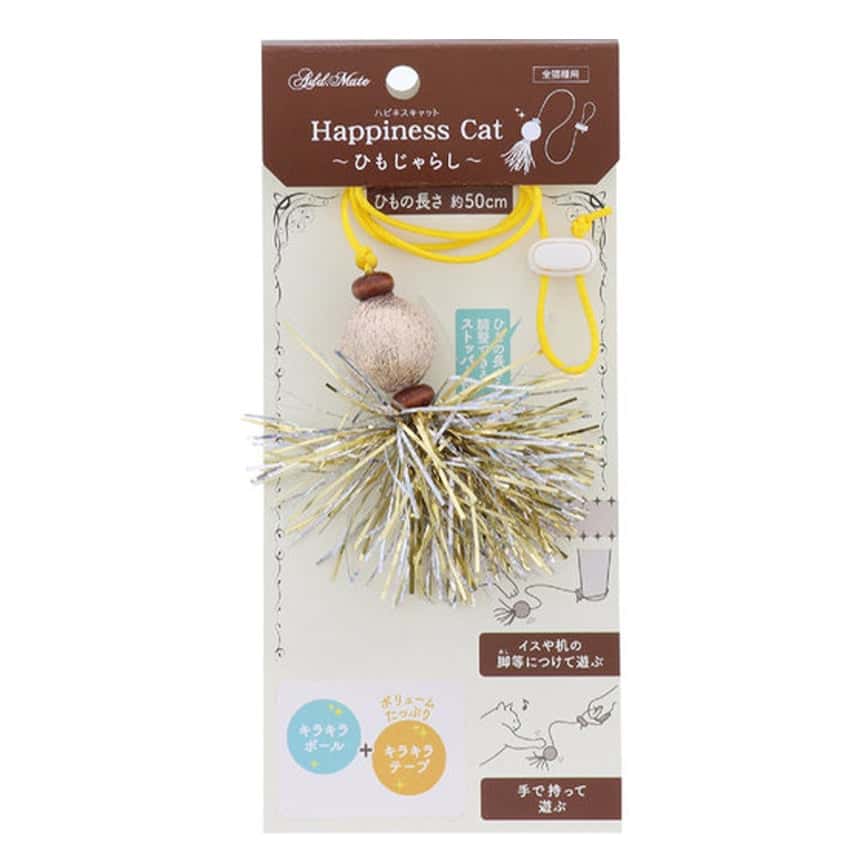 Petio Add Mate 亮絲帶球 手持逗貓繩 金色 (圖片2)