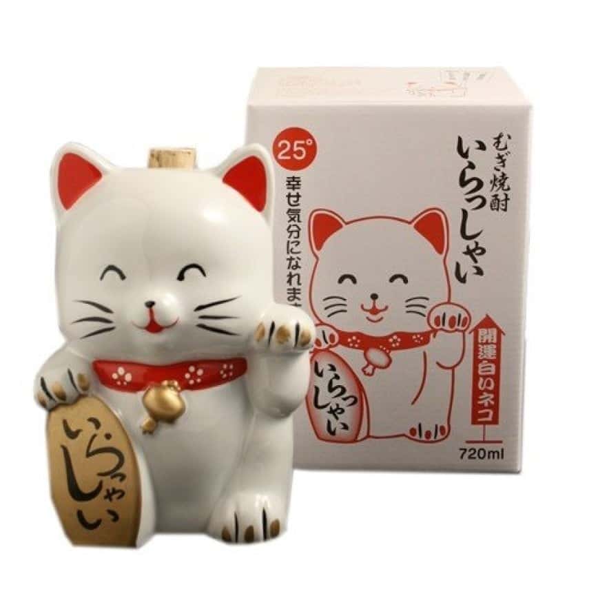 藤居酒造 開運祈願 白色招財貓 麥燒酎 720ml (圖片2)
