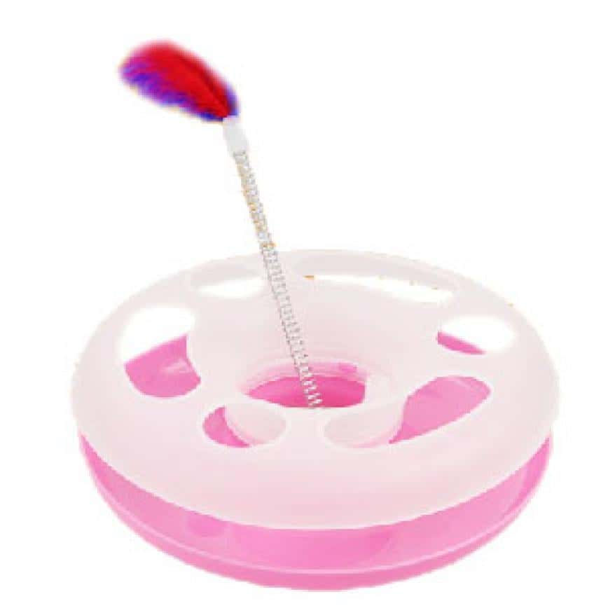 貓咪彈簧羽毛瘋狂遊樂盤 羽毛 (顏色隨機) (圖片2)