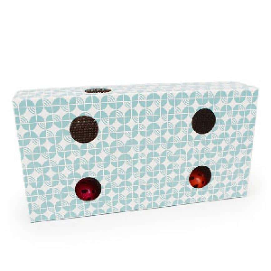 瓦楞紙貓抓板 長方形帶鈴鐺球趣味遊戲盒 (圖片2)