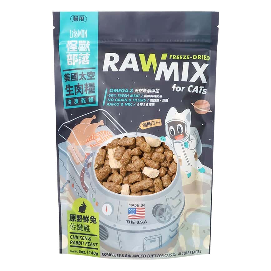 怪獸部落 貓糧 美國太空凍乾生肉貓糧 兔+雞 140g (A162) (圖片2)