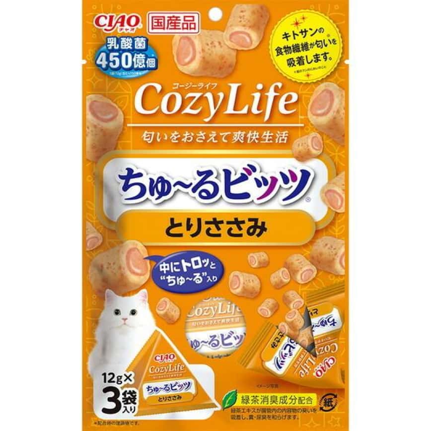 CIAO 貓零食 日本Cozy Life 450億個乳酸菌軟心零食粒 雞肉味 12g 3袋入 (CS-243) (圖片2)