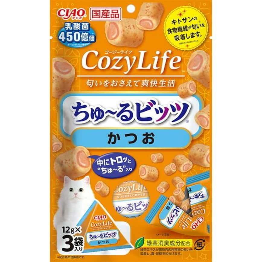 CIAO 貓零食 日本Cozy Life 450億個乳酸菌軟心零食粒 鰹魚味 12g 3袋入 (CS-242) (圖片2)