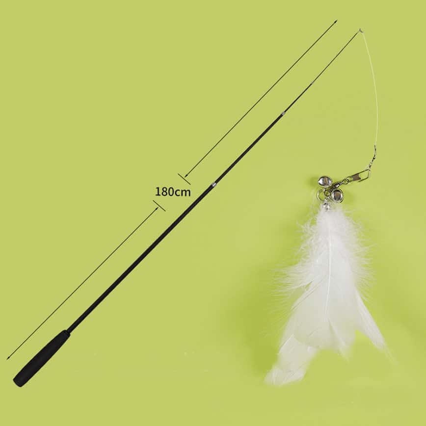 HelloDOG 玩具嚴選 伸縮桿釣貓逗貓棒 白黑羽毛 (顏色隨機) (圖片2)