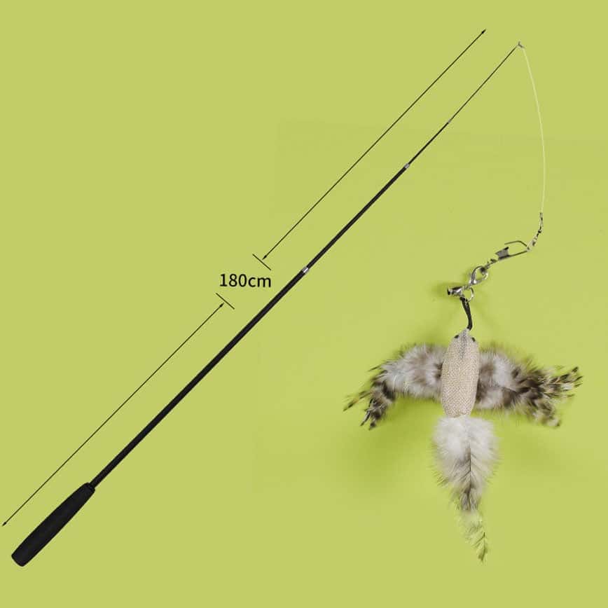 HelloDOG 玩具嚴選 伸縮桿釣貓逗貓棒 麻布小鳥 (圖片2)