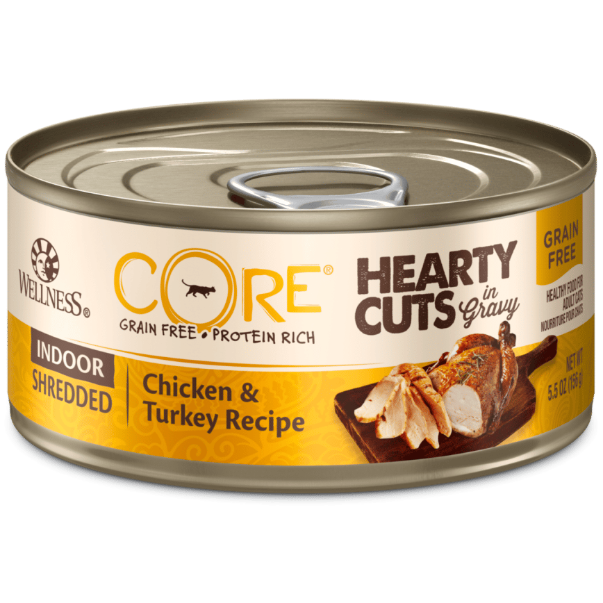 WELLNESS CORE 貓罐頭 無穀物 Hearty Cuts 室內貓配方 雞肉及火雞 5.5oz 156g (8006) (圖片2)