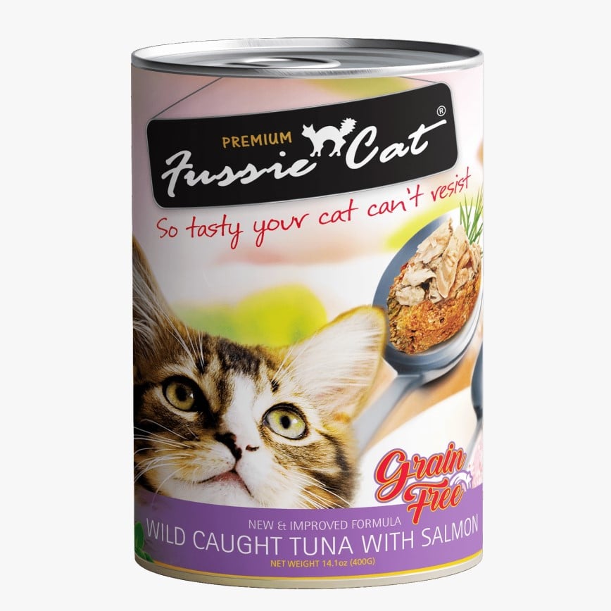 Fussie Cat 貓罐頭 無穀物野生吞拿魚+三文魚 400g (FU-4SA) (圖片2)