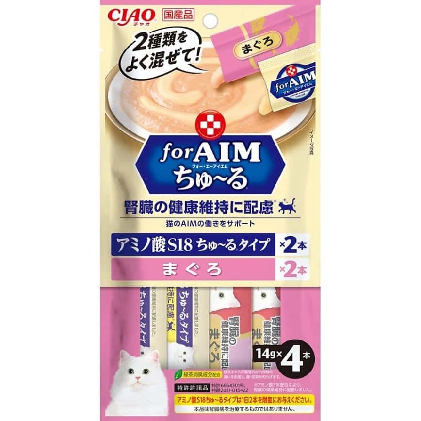 CIAO 肉泥 貓零食 腎臓健康維持 for AIM 金槍魚味 14g 4本袋裝 (CA-02) (圖片2)