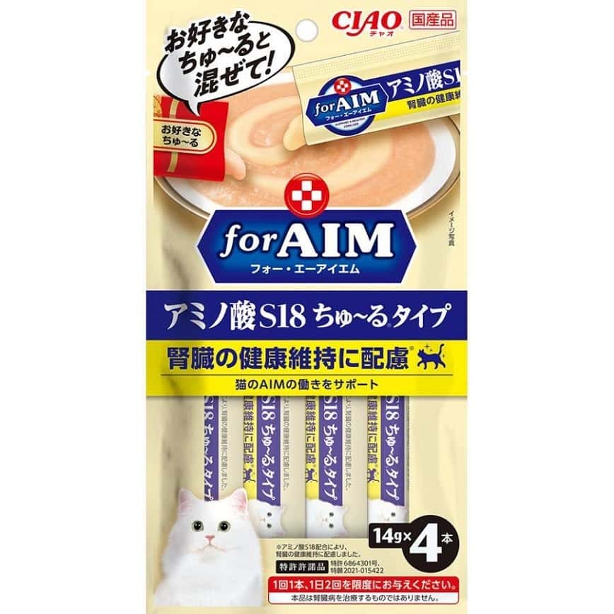 CIAO 肉泥 貓零食 腎臓健康維持 for AIM 氨基酸S18 14g 4本袋裝 (CA-01) (圖片2)