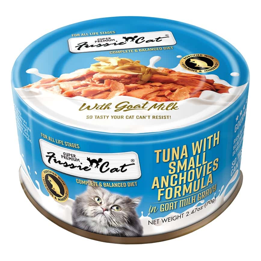 Fussie Cat 貓罐頭 主食罐 極品吞拿魚 + 小鯷魚 Tuna with Small Anchovies Formula in Goat Milk Gravy 70g (FUM-SLC) (圖片2)