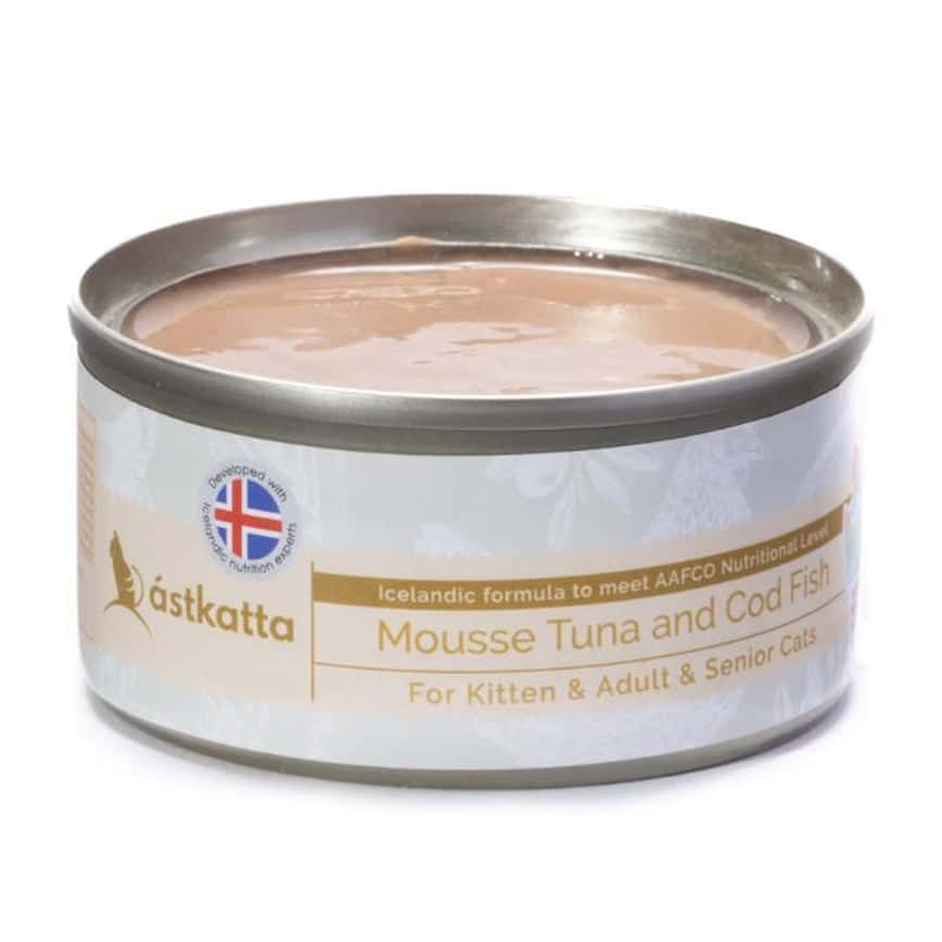 Astkatta 冰島罐 貓罐頭 Mousse系列 吞拿魚鱈魚慕絲 80g (P00132) (圖片2)