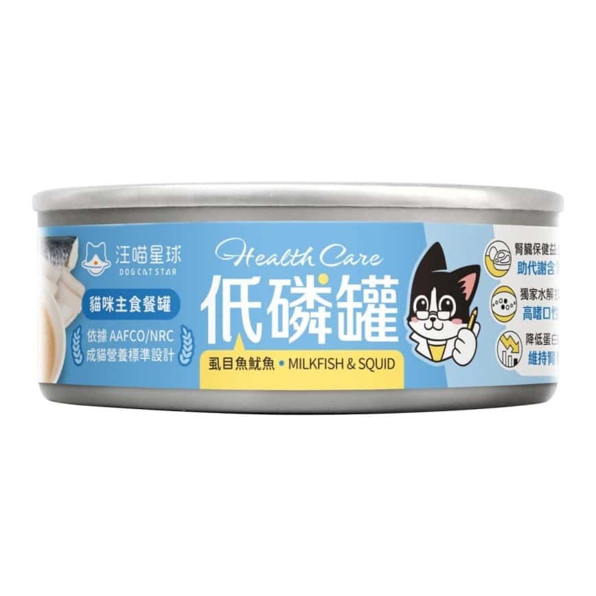 汪喵星球 貓罐頭 DogCatStar 低磷低蛋白主食罐 虱目魚魷魚 80g (FM233) (圖片2)