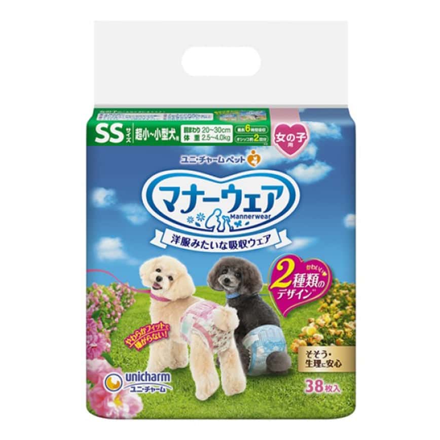 Unicharm ⺟⽝⽤禮儀褲-SS-碼 2.5-4kg 20-30cm 38片 (ucj2ss2) (圖片2)
