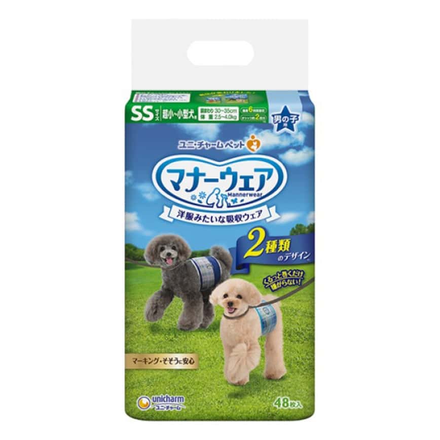 Unicharm 公⽝⽤禮儀褲-SS-碼 2.5-4kg 30-35cm 48片 (ucj1ss2) (圖片2)