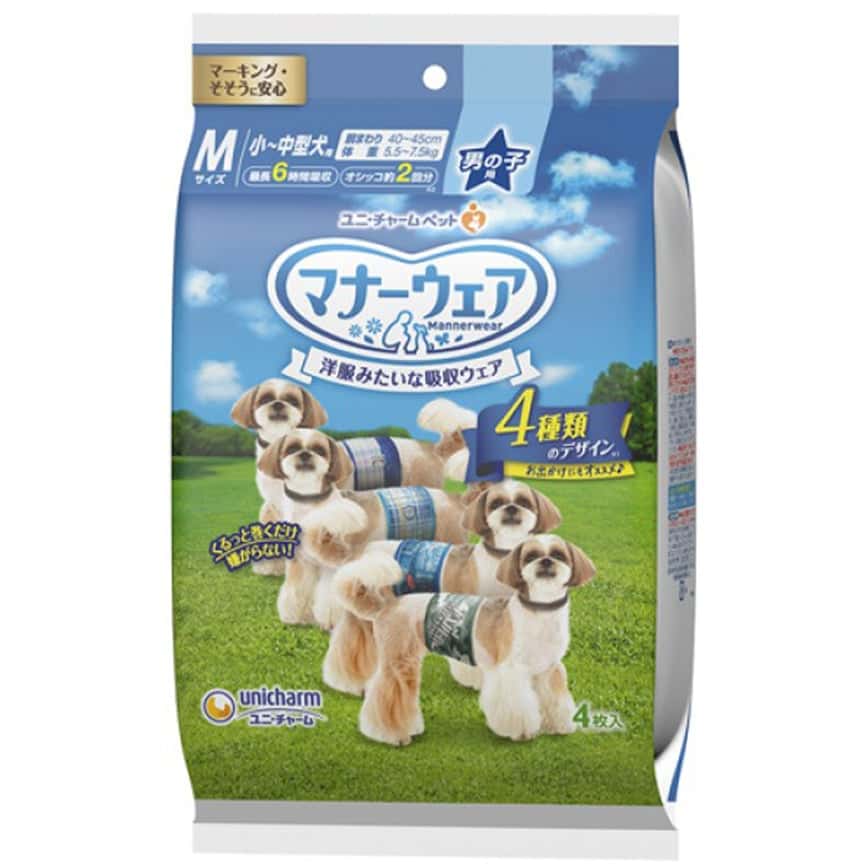 Unicharm 公⽝⽤禮儀褲-M-碼 5.5-7.5kg 40-45cm 4片 (ucj1m1) (圖片2)