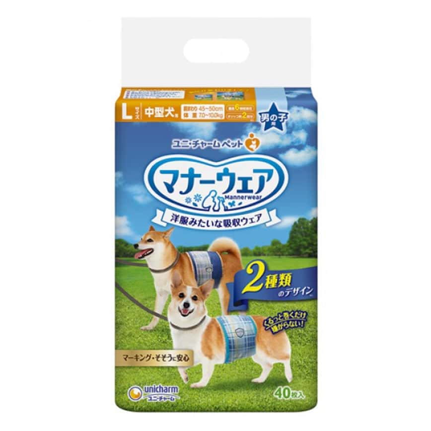 Unicharm 公⽝⽤禮儀褲-L-碼 7-10kg 45-50cm 40片 (ucj112) (圖片2)