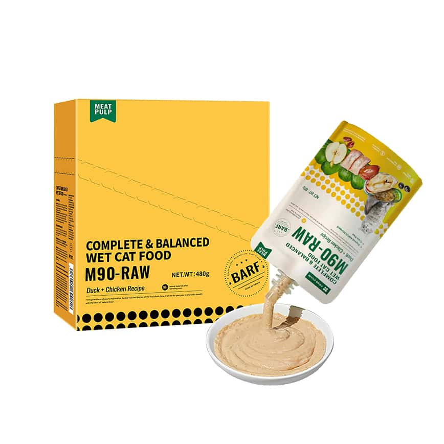 FOOD CHAIN M90全營養貓⽤⽣⻣⾁主⻝醬包 鴨+雞 80g 6包裝 (fc90801)  (圖片2)