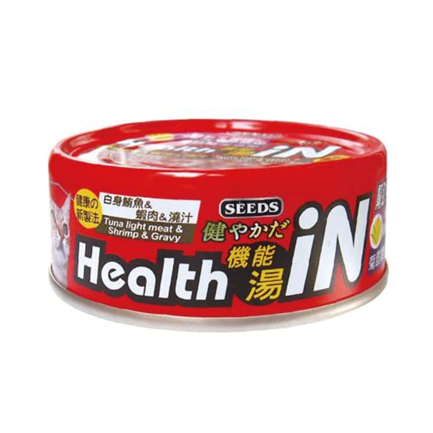 SEEDS 貓罐頭 Health iN機能鮪⿂湯罐 ⽩身鮪⿂+蝦⾁+菊苣醣素 80g (hi03)  (圖片2)