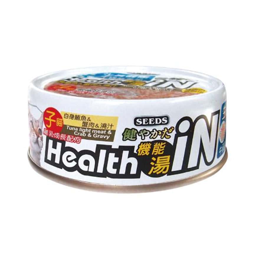 SEEDS 貓罐頭 Health iN機能鮪⿂湯罐 幼貓配方 ⽩身鮪⿂+蟹⾁+⽜磺酸 80g (hi06)  (圖片2)