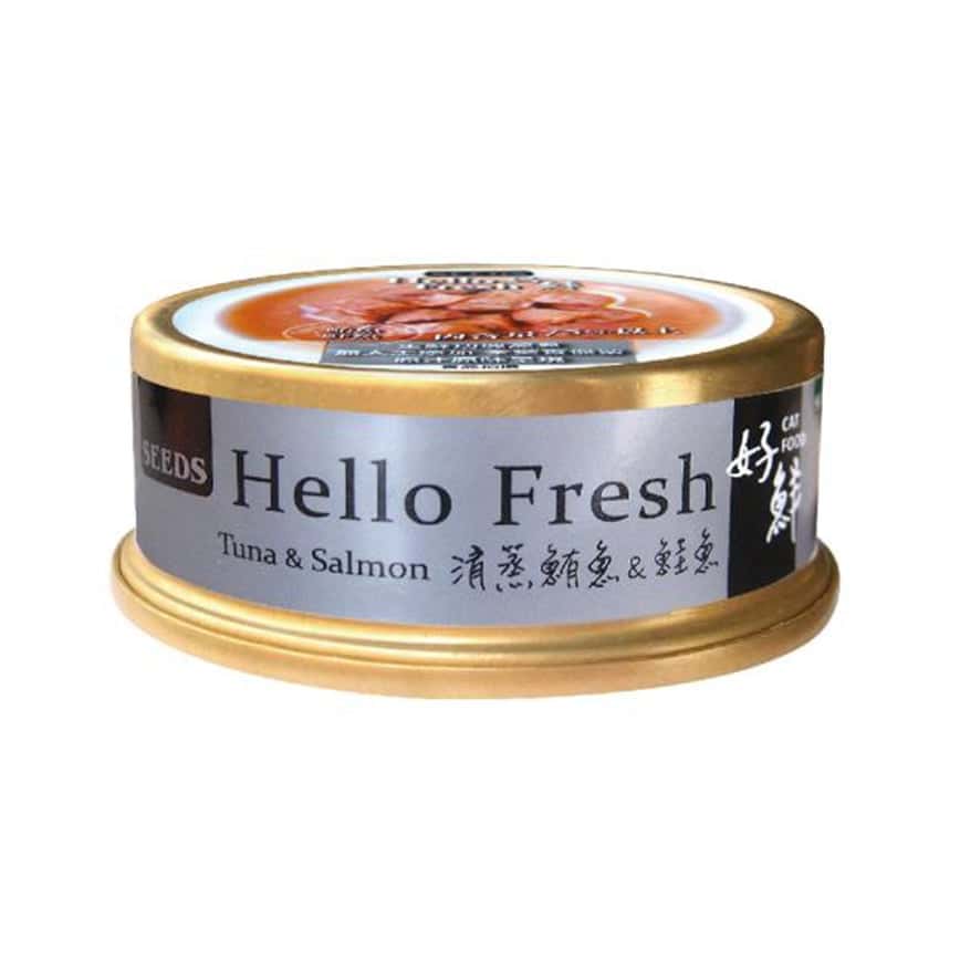 SEEDS 貓罐頭 Hello Fresh好鮮燉湯 清蒸鲔⿂+鮭魚 50g (hf02) (圖片2)