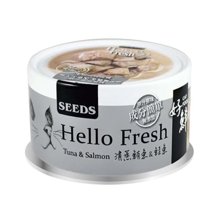 SEEDS 貓罐頭 Hello Fresh好鮮燉湯 清蒸鲔⿂+鮭魚 80g (hfb02s) (圖片2)