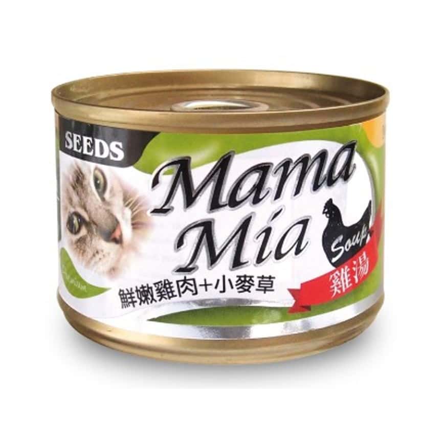 SEEDS 貓罐頭 Mamamia機能雞湯罐 鮮嫩雞⾁+⼩⿆草+纖維素 170g (ma05)  (圖片2)