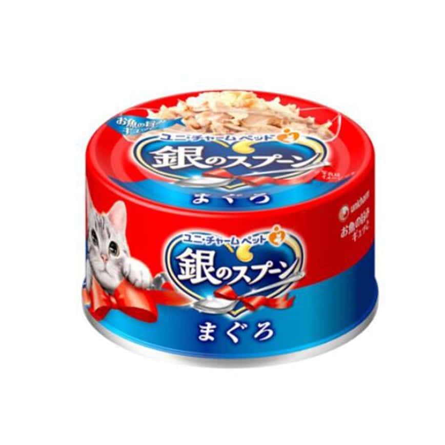 Unicharm 貓罐頭 銀匙特級成貓罐頭 ⾦槍⿂鰹⿂配⽅ 70g (uc30082) (圖片2)