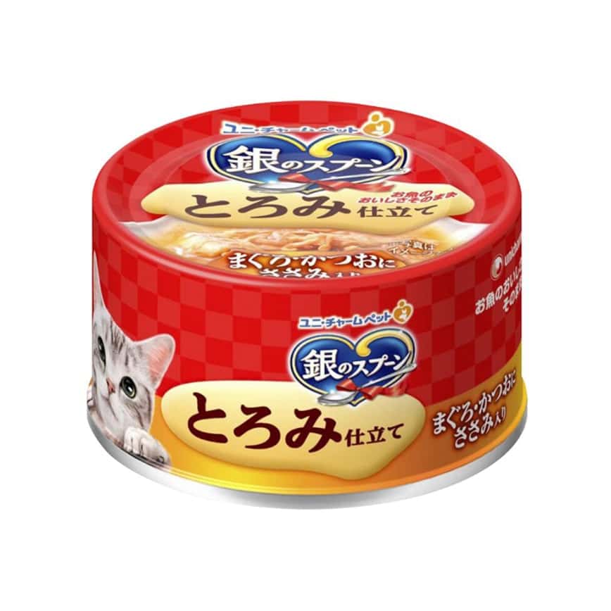 Unicharm 貓罐頭 銀匙成貓濃湯罐頭 鰹魚金槍魚配方+雞肉 70g (uc30778) (圖片2)