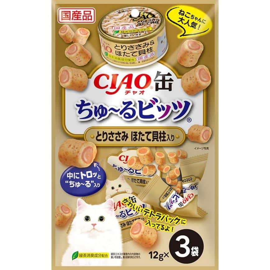 CIAO 貓零食 日本軟心零食粒 扇貝雞肉片 12g x 3 袋 (CS-219) (圖片2)