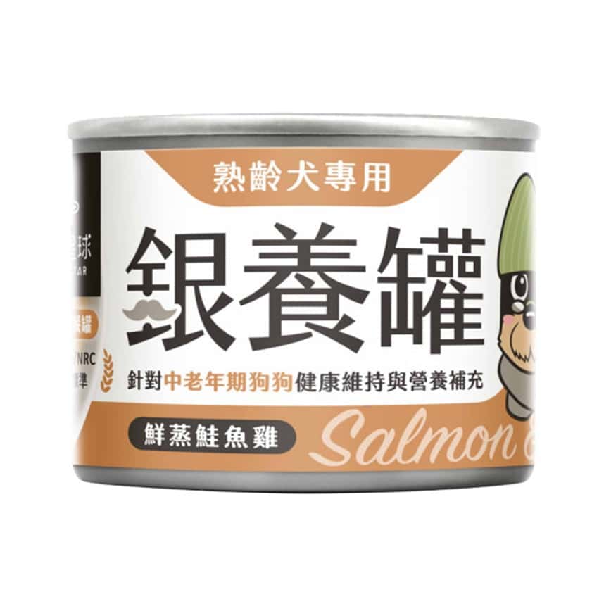 汪喵星球 狗罐頭 DogCatStar 銀養罐 熟齡犬95%低鈉無膠主食罐 鮭魚雞 165g (FM246) (圖片2)
