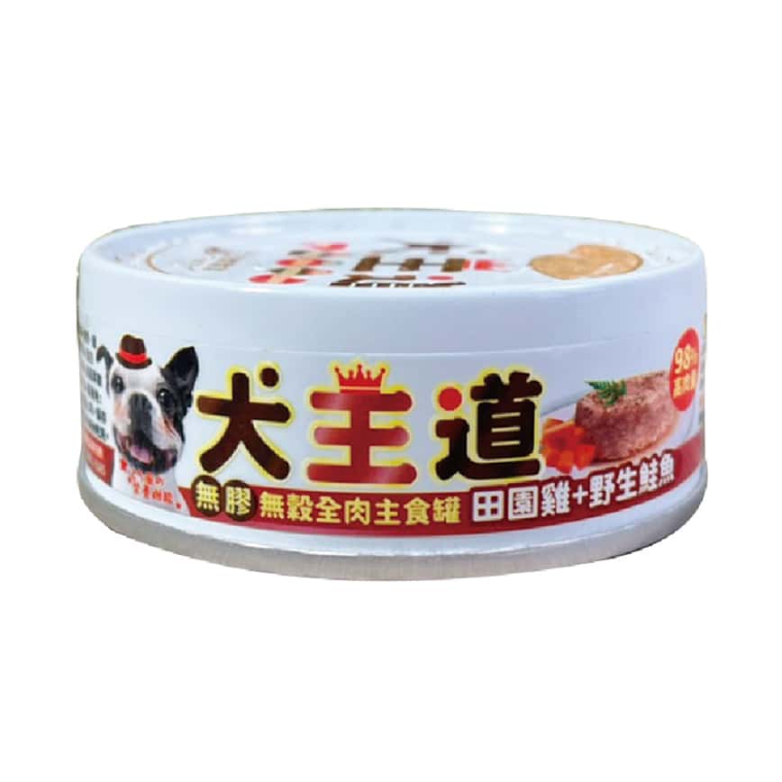 犬王道 狗罐頭 新鮮全肉主食罐 田園雞+鮭魚 82g (7003) (圖片2)