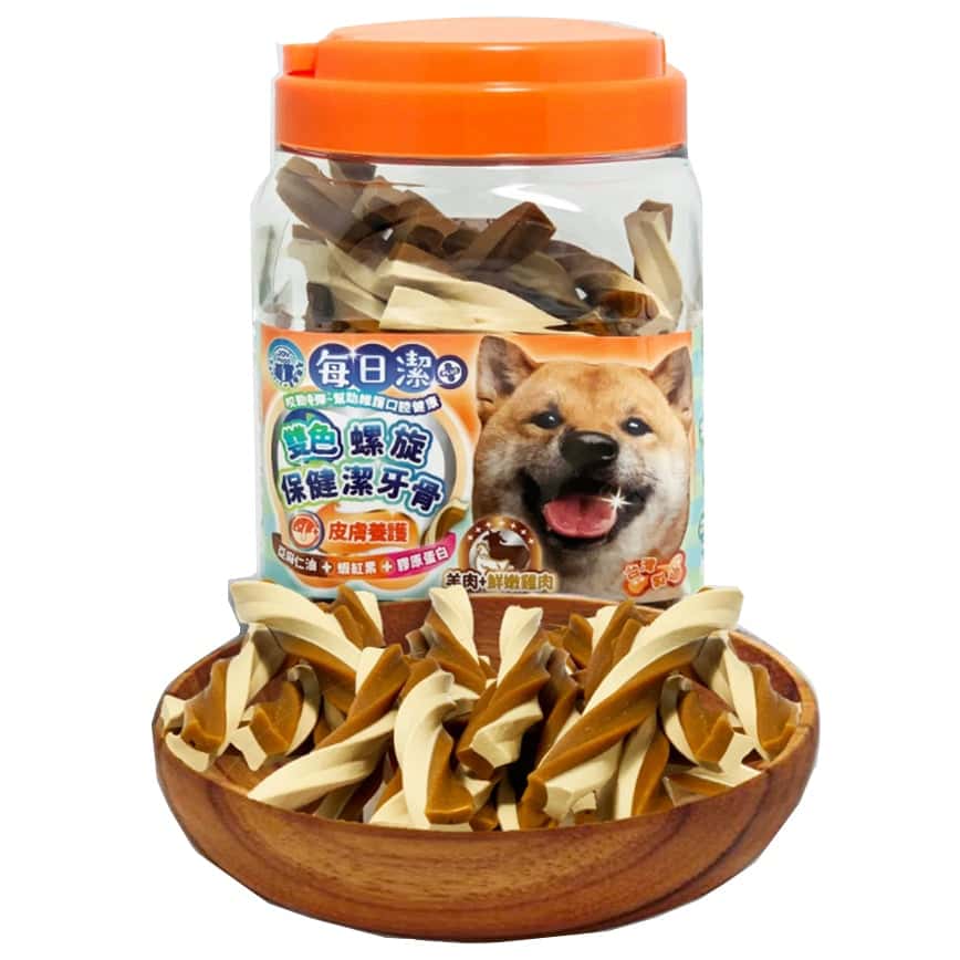 每日潔 雙色螺旋保健潔牙骨 桶裝 皮膚養護 羊肉+雞肉 300g (7164)  (圖片2)