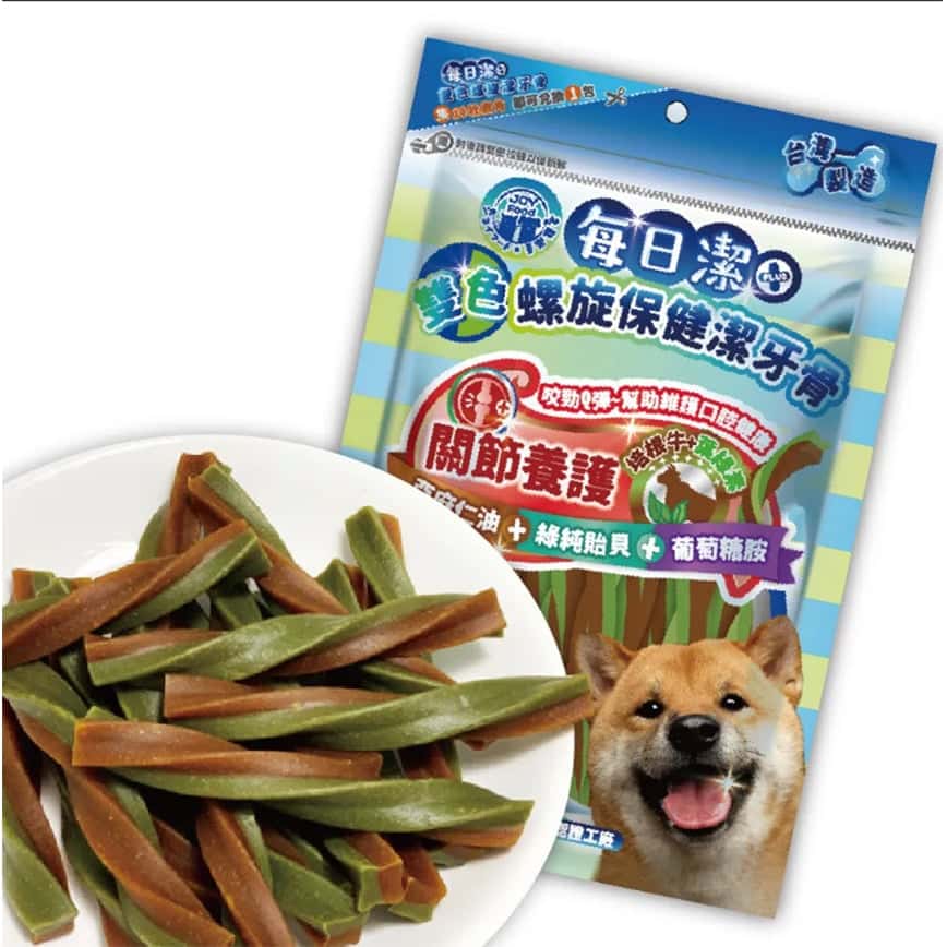 每日潔 雙色螺旋保健潔牙骨 袋裝 關節養護 培根牛+葉綠素 300g (7133)  (圖片2)