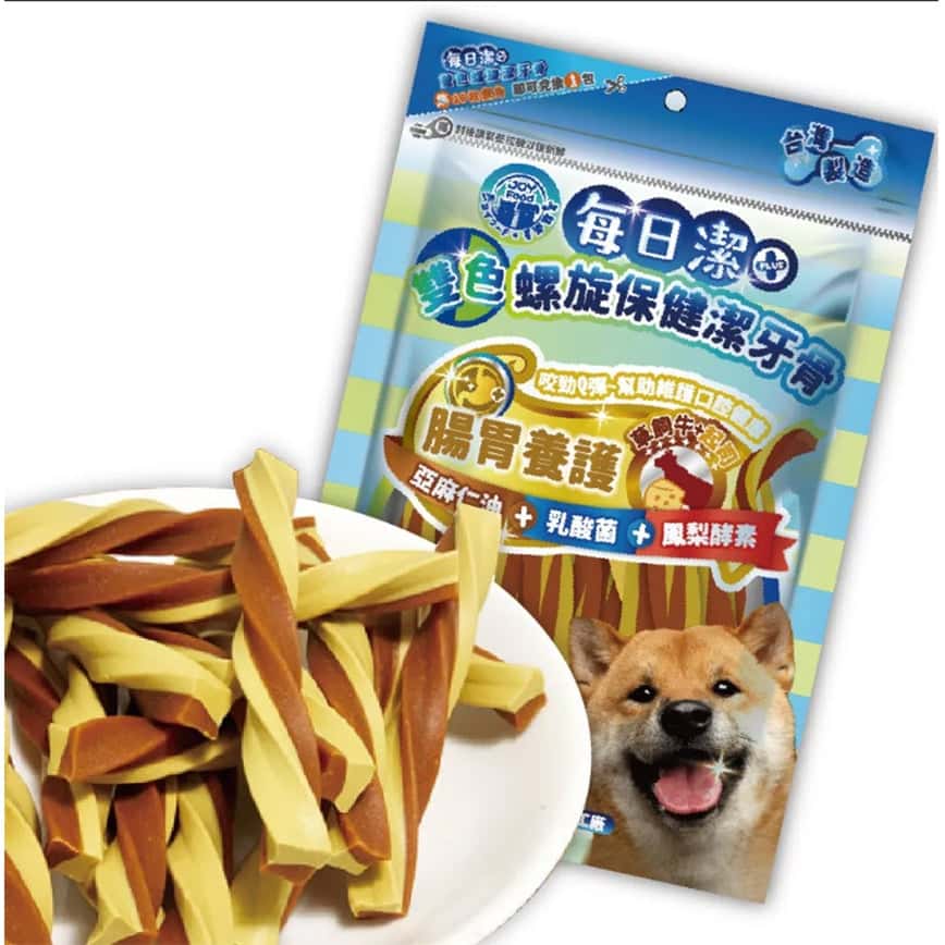 每日潔 雙色螺旋保健潔牙骨 袋裝 腸胃養護 草飼牛+起司 300g (7119)  (圖片2)