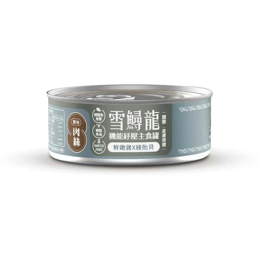 ⽑爪村 雪鱘龍機能紓壓 主食貓罐頭 肉絲系列 鮮嫩雞+綠貽⾙ 80g (910238) (圖片2)