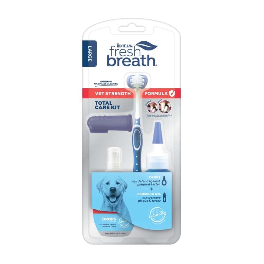 Tropiclean fresh breath 醫學級專業護理系列 獸醫強效全方位護理套裝 (潔齒凝露、濃縮點滴、牙刷、指套) (大犬專用) (PR3958) (圖片2)