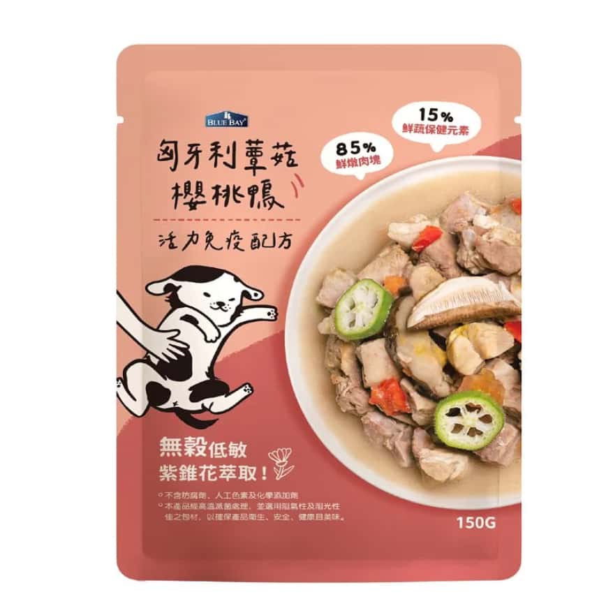 BLUE BAY 狗狗鮮食餐包 純肉 JUMBO系列 匈牙利蕈菇櫻桃鴨 150g (CF003-1) (圖片2)