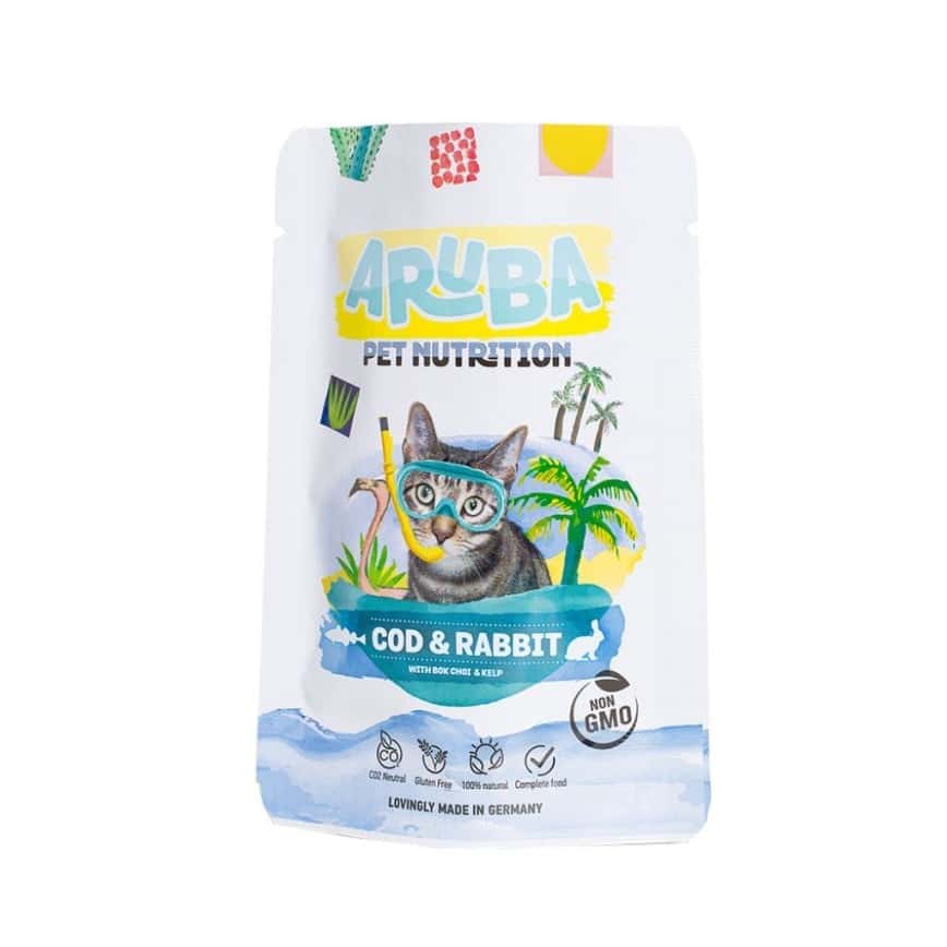 Aruba 貓濕糧 鱈魚+兔肉配小白菜.青口 主食鮮食包 70g (ACP005) (圖片2)