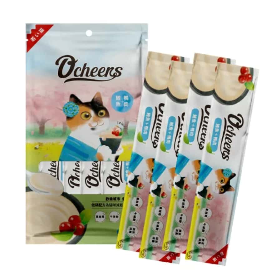 O'cheers 歡樂城市 貓零食 肉泥餐包 鮪魚鴨肉 15g 4本入 (OCH0012) TBS (圖片2)