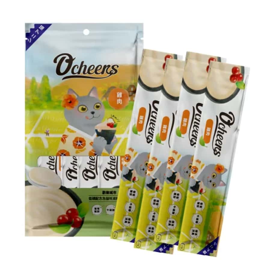 O'cheers 歡樂城市 貓零食 肉泥餐包 老貓雞肉 15g 4本入 (OCH0013) TBS (圖片2)