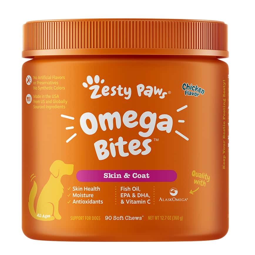 Zesty Paws 皮毛護理 奧米加咀嚼軟粒 OMEGA BITES CHICKEN 90CT JAR (003268) (圖片2)