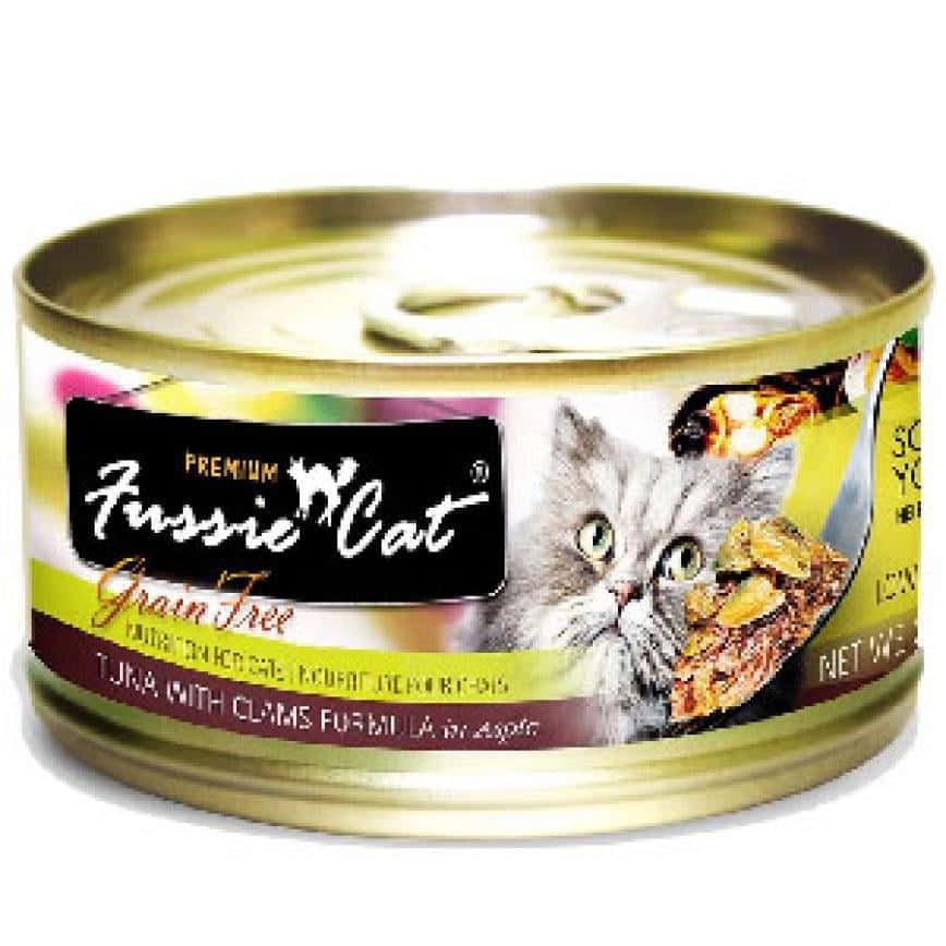 Fussie Cat 貓罐頭 黑鑽 吞拿魚+BB蜆 Tuna with Clams Formula in Aspic 80g (深啡) (FU-BCC) (圖片2)