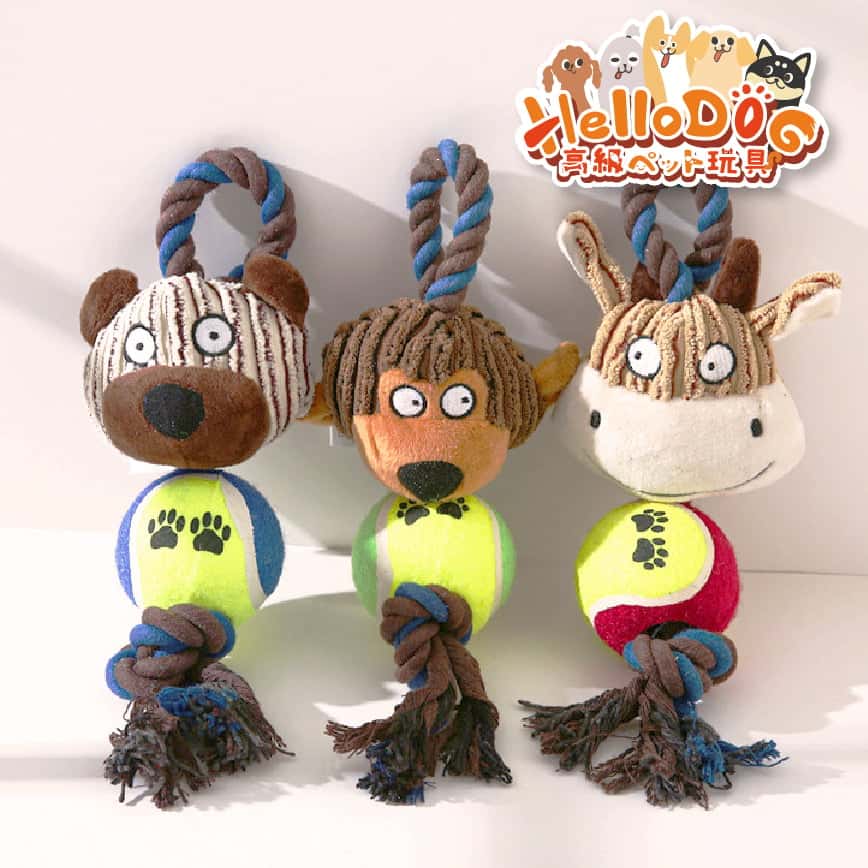 HelloDOG 玩具嚴選 狗狗嗶嗶聲拉扯玩具 網球公仔 1件 (隨機款) (圖片2)