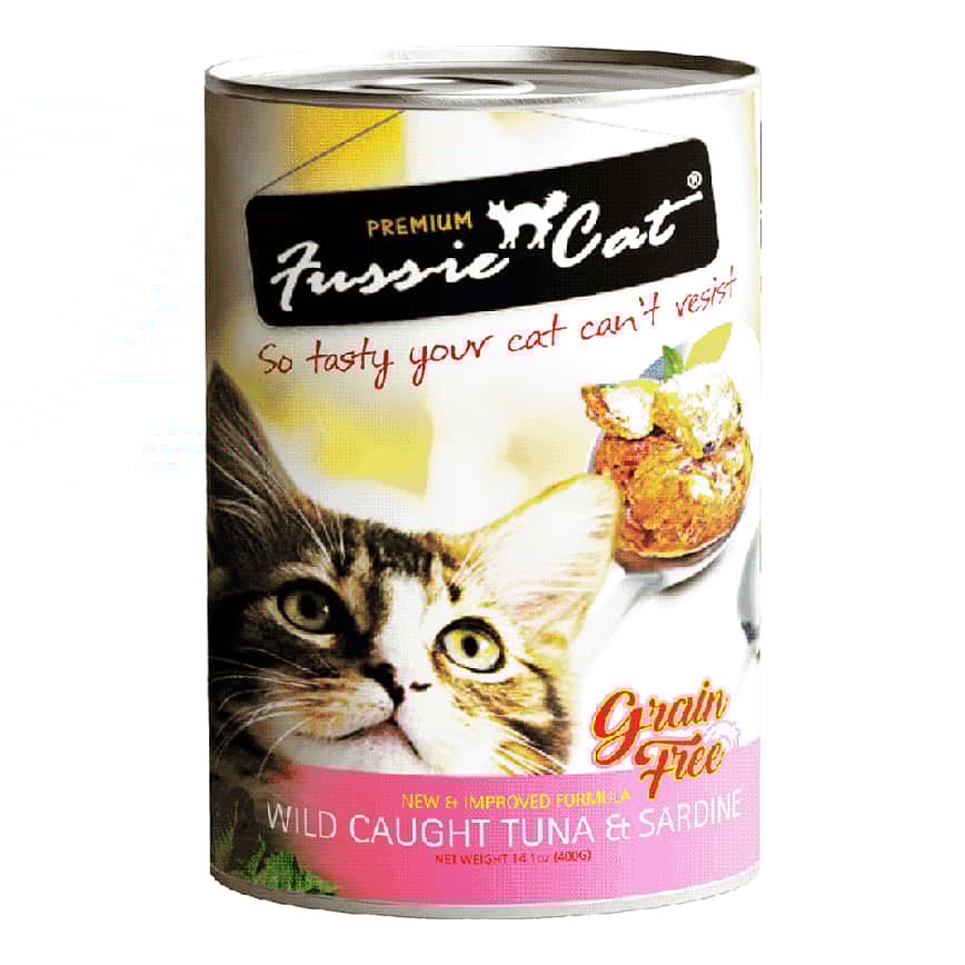 Fussie Cat 貓罐頭 無穀物吞拿魚+沙甸魚 400g (FU-4TSC) (圖片2)