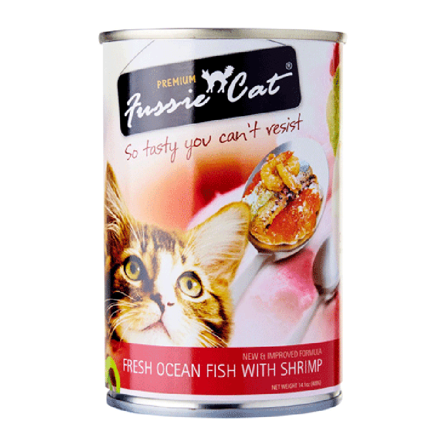 Fussie Cat 貓罐頭 海魚+蝦 400g (FU-4OS) (新舊包裝隨機發貨) (圖片2)