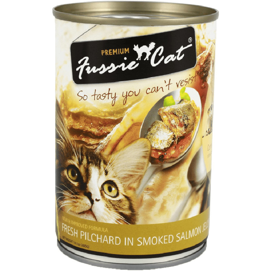 Fussie Cat 貓罐頭 煙三文魚汁沙丁魚 400g (咖喱黃) (FU-4PS) (圖片2)