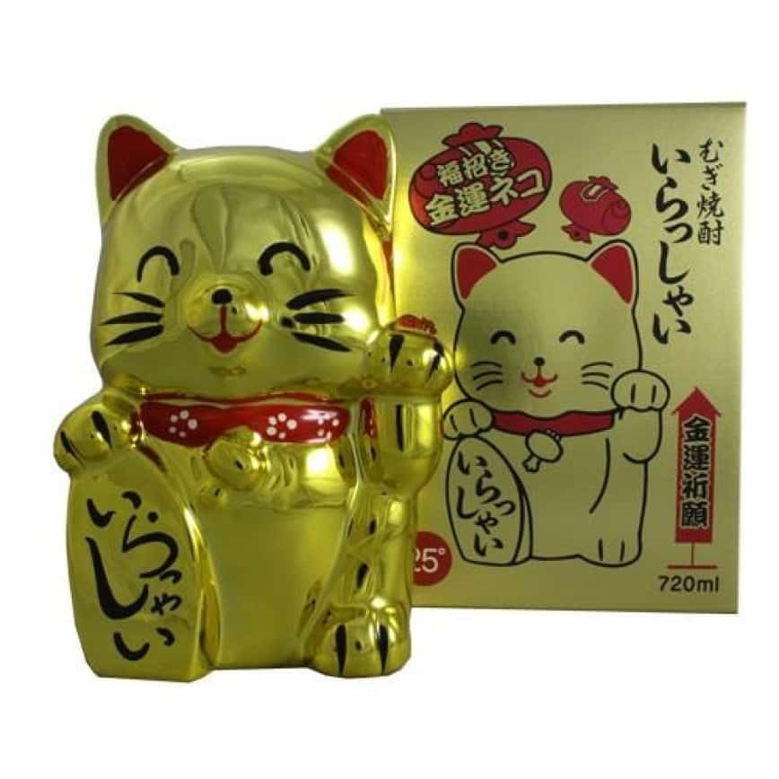 藤居酒造 金運祈願 金色招財貓 麥燒酎 720ml (圖片2)