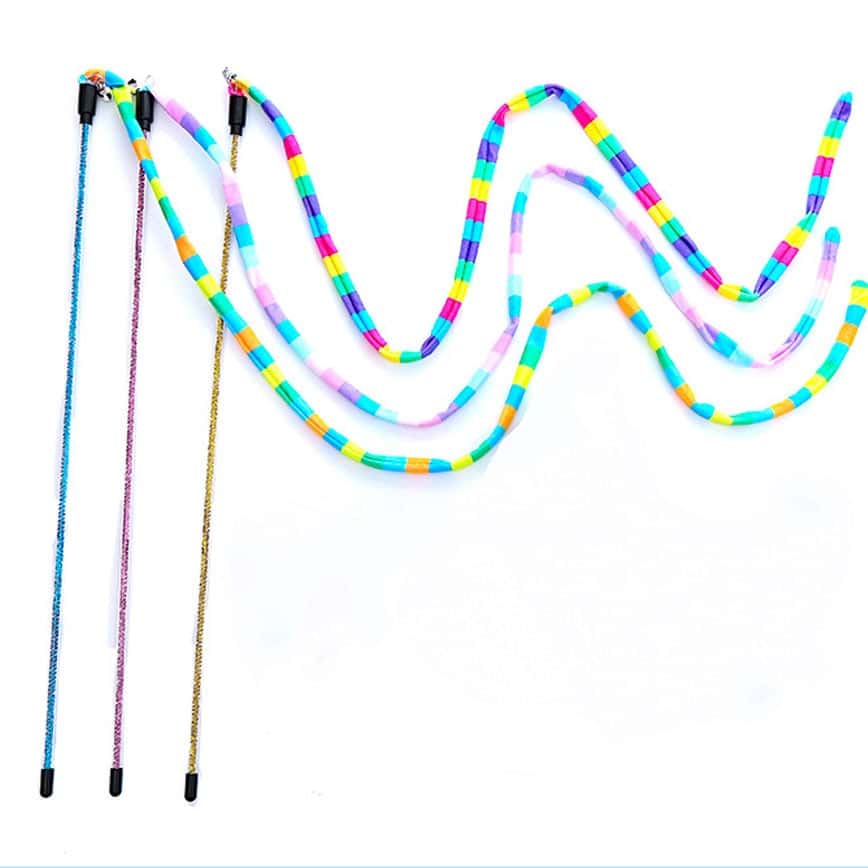 HelloDOG 玩具嚴選 逗貓棒 彩虹條紋鈴鐺 (款式隨機) (圖片2)