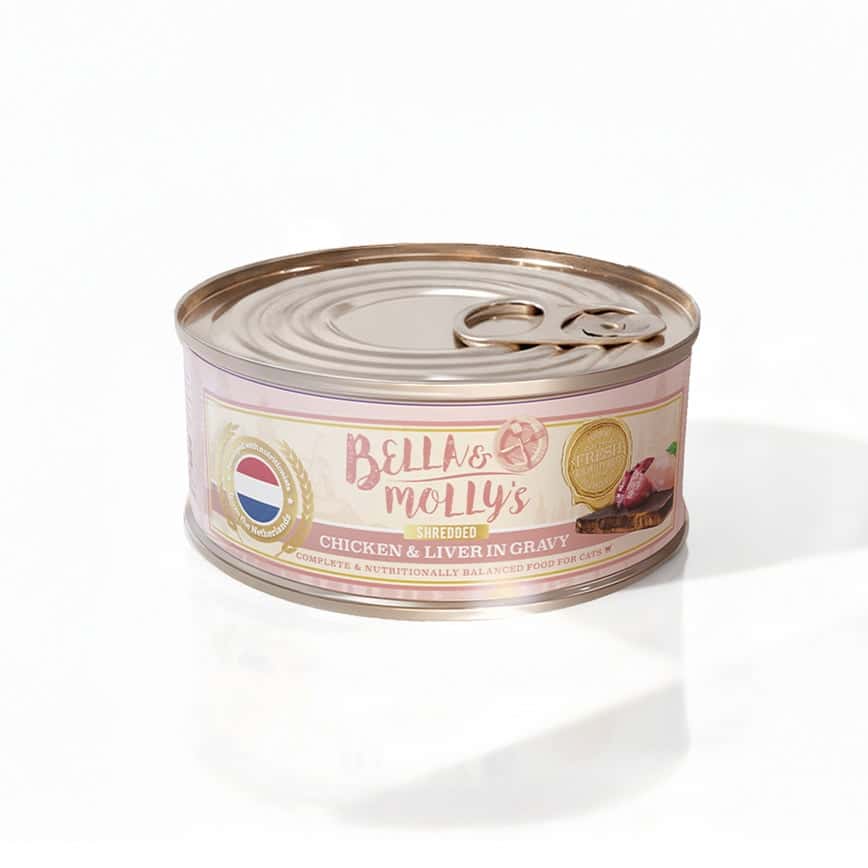 Bella & Molly's 荷蘭罐 貓罐頭 AAFCO 主食罐 挑咀配方 雞肝及雞絲肉汁 80g (圖片2)